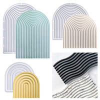 Moule en Silicone pour Résine Époxy DIY, Plateau de Rangement Géométrique à Rayures Ondulées en Forme de U/Arc, Moule en Silicone pour Ornements Décoratifs en Plâtre