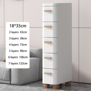 Gabinete de cajón con mango de madera blanca 3-7 capas 30CM Tipo de piso Gabinete de almacenamiento inFerior elevado Gabinete de plástico de escenario múltiple - Product Image 4