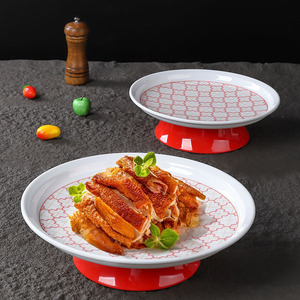 Plato de exhibición con patas altas y soporte, plato redondo de melamina para hotel, mariscos, platos fríos, uso comercial en restaurantes. - Product Image 1