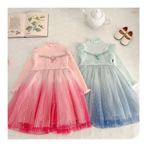 Ropa para Niña, Otoño Invierno, Nuevo Suéter de Punto de Algodón de Manga Larga, Vestidos de Princesa con Tul para Fiesta de Cumpleaños - Product Image 1