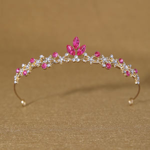 بيع بالجملة التيجان الباروك الملونة الكريستال الزفاف الزفاف أحمر أخضر أزرق اللون النساء التيجان - Product Image 3