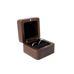 Personalized Wooden Ring <b>Box</b> Mini Square Elegant and Retro Engagement Wedding Ring Holder <b>Box</b> for Wedding - Product Image 1