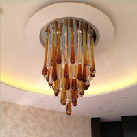 Lustre en verre de Murano personnalisé de 90 cm, fait à la main, coloré, en forme de gouttelettes d'eau, contemporain, luminaires de plafond personnalisés MJ