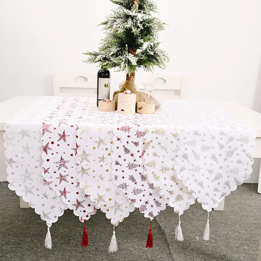 Рождественский декор украшения позолоченные белые настольные флаги креативный европейский и американский стиль Рождественская елка водонепроницаемый стол бегун