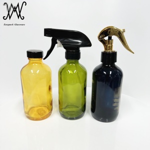 Botella de espray para el cabello <span class=keywords><strong>natural</strong></span> redondo Boston de color oscuro de 250ml con rociador de gatillo dorado galvanizado - Product Image 3