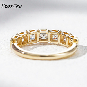 Starsgem - Anillo de Diamantes de 7 Piezas, 1.15CTW, Oro Sólido de 10K, Corte Asscher de 3x3mm, Diamantes Cultivados en Laboratorio DEF VS, Anillo de Boda con Engaste de Bisel - Product Image 3
