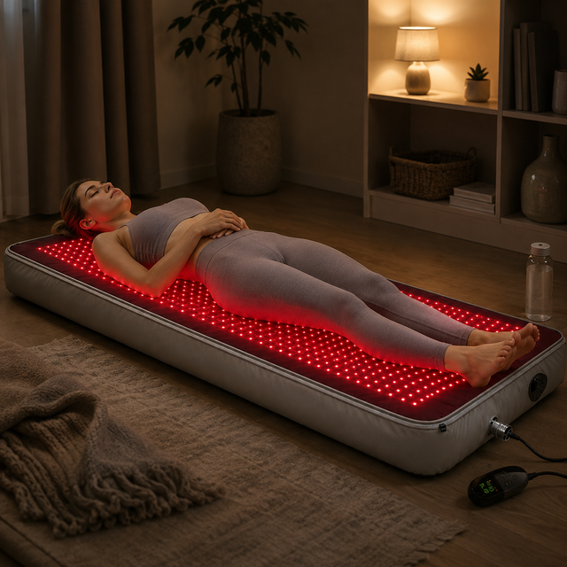 120W Full Body Red Light Therapy Mattress | Self-Inflating Air Inflatable Recovery Bed for Pain Relief & Muscle Recovery