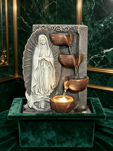 <span class=keywords><strong>Fontaine</strong></span> d'eau de table intérieure en résine avec statue de la Vierge <span class=keywords><strong>Marie</strong></span> et cascade, éclairée par LED, pour décoration religieuse de la maison - Product Image 4