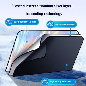Iridescent Polyester Car Sunshade Magnetic Side Curtain Opaque Titanium Silver Heat Insulation Reflective Coating <b>Window</b> Curtain - Product Image 6