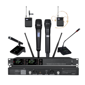 UHF 640-690MHz <b>Wireless</b> Mic System Dual Channel 100 Channels 4 Types Mics for Conference Church School Project Wholesale - Product Image 1