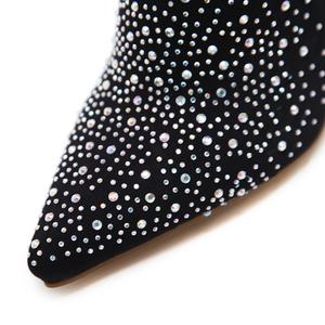 Botas Largas De Mujer Large Size 43 Sexy Long Over Knee Elastic Knit Stiletto <b>Heel</b> Thigh High Boots for Ladies - Product Image 6