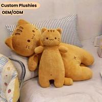 Coussin corporel en peluche chat roux de 90 cm, doux et confortable, pour le lit, soutien des jambes et sommeil réparateur, vente en gros