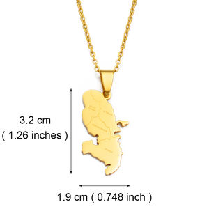 Collane con ciondolo a forma di mappa della Martinica con nomi delle città, gioielli in acciaio inossidabile per donne, ragazze e uomini # 269321 - Product Image 4