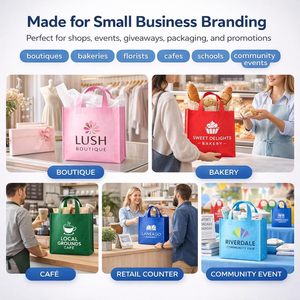 Sac fourre-tout personnalisé Marah 14,6x13x7 pouces en feutre non tissé, sac réutilisable carré avec logo, sacs cadeaux personnalisés - Product Image 5