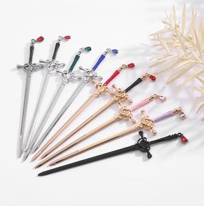 Accessoires pour <span class=keywords><strong>cheveux</strong></span> DIY : Épingles à <span class=keywords><strong>cheveux</strong></span> chinoises en métal avec pampilles en <span class=keywords><strong>strass</strong></span>, bâtonnets à <span class=keywords><strong>cheveux</strong></span> en forme d'épée ornés de <span class=keywords><strong>strass</strong></span> et breloques - Product Image 1