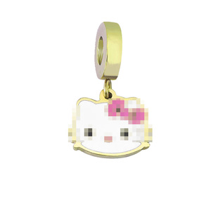 HB902 Abalorios Colgantes de Acero Inoxidable con Diseño de Anime y Dibujos Animados, Colgante Esmaltado de Hello Kitty y Mickey con Orificio Grande, Charm para Pulseras DIY y Joyería - Product Image 6