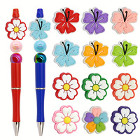 Nouvelles perles décoratives en PVC colorées en forme de fleurs pour loisirs créatifs, perles Hibiscus et Marguerite pour la fabrication de stylos perlés, porte-clés et bracelets