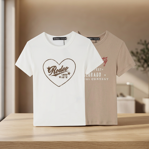 เสื้อยืดแขนสั้นผ้าฝ้ายผู้ชาย I Love My Love พร้อมลายพิมพ์รูปหัวใจโรดีโอ คอกลม ทรงปกติ ผ้าเจอร์ซีย์ - Product Image 2