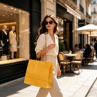 Sacs en papier personnalisés avec logo, recyclables, en papier mat, avec poignées en corde, pour emballages cadeaux de boutiques et de vente au détail