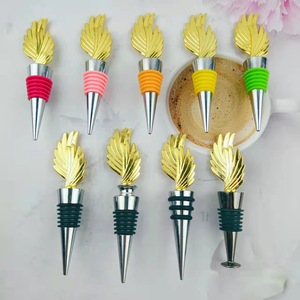 Gold Feather Wine Stopper Set Zinc Alloy Bottle Decorative Party Tableware Luxury Style 15 Pcs - Product Image 3