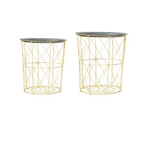 Cesta de Metal geométrica <span class=keywords><strong>minimalista</strong></span> y moderna de estilo nórdico, cesta de almacenamiento para decoración del hogar con bandeja - Product Image 3