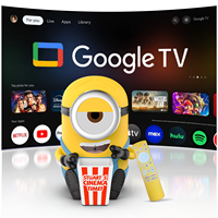 H-OBE Mini3 Google TV 4K/8K LCD Android 14 Projecteur portable Mini projecteurs 300 ANSI Lumens Mise au point automatique WiFi6 Boîtier TV