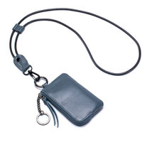 Dompet Kartu Mini dengan Ritsleting, Tali Leher Multi Warna, Dompet Koin, Gantungan Kunci Lepas Pasang, Tempat Kartu Identitas, Gantungan Kunci