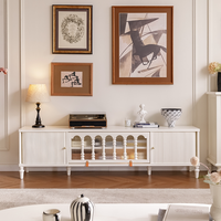 Meuble TV en bois massif blanc style crème français, petit meuble de rangement pour salon, meuble américain de luxe léger