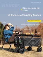 Petit chariot pliant noir avec roues pivotantes et verrouillage des roues, idéal pour les marchés, le transport de marchandises, les courses, les pique-niques, le camping et les activités de plein air