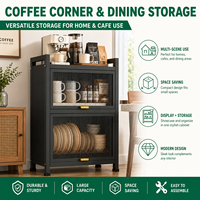 Meuble de rangement de comptoir en acier au carbone à deux niveaux pour vaisselle, tasses et café, avec fonction d'égouttage, vente en gros