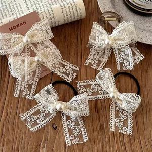 Ensemble d'accessoires pour cheveux avec nœud en dentelle, pinces à cheveux en perles, style coréen frais, pinces à cheveux de taille moyenne pour femmes - Product Image 1