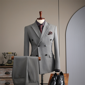 Costume <span class=keywords><strong>Homme</strong></span> de Haute Qualité à Double Boutonnage 3 Pièces, Style Britannique Formel <span class=keywords><strong>pour</strong></span> Mariages et Tenues Décontractées d'Affaires, Costume de Marié - Product Image 6