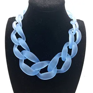 wholesale Acrylic Frosted long Necklace Bohemian Chunky Choker Collar Necklace Pendant For Women Bijoux Fashion Accessories who