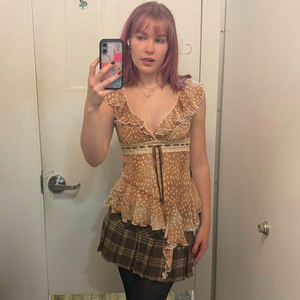 Camiseta con estampado de ciervos para mujer, camiseta informal de manga corta con volantes y corte en A, Top de moda de verano Y2K - Product Image 4