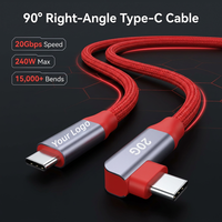 Cable USB C de 90 Grados con Ángulo Recto, USB 3.2, 20 Gbps, PD 240W, 4K, Cable Trenzado Resistente Tipo C para Cámara, VR, Laptop, 5M 10M