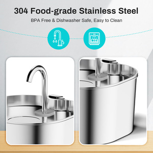 Fuente de Agua Automática para Mascotas de Acero Inoxidable de Gran Capacidad (2.2L), Libre de BPA, para Perros y <span class=keywords><strong>Gatos</strong></span> en Interiores, Venta al por Mayor de Fábrica - Product Image 3