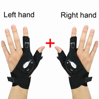 Gants de Pêche avec Lampe Torche LED Étanche, Survie et Sauvetage pour Camping, Randonnée, Gants sans Doigts Extérieur