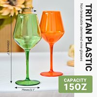 Verre à vin réutilisable en Tritan 445 ml, gobelets à cocktail incassables sur pied pour camping, pique-nique, mariage, logo personnalisé, sans MOQ