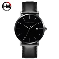 Montre pour homme personnalisée en cuir de vachette première couche, mouvement à quartz, style nordique Bauhaus, décontractée et professionnelle, étanche, boîtier en acrylique, verre minéral