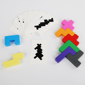 CPC CE木製3D空間論理パズルブロックモンテッソーリ知育幾何学マッチングボードゲーム幼児向けフラッシュカード - Product Image 2