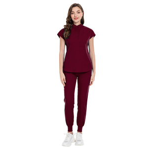 Uniformes Médicos para <span class=keywords><strong>Mujer</strong></span> en Oferta, Conjuntos de Uniformes de Enfermería, Blusas de Manga Corta y <span class=keywords><strong>Pantalones</strong></span> Elásticos de Spandex/Poliéster - Product Image 5