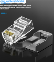 FTP Shield Cat6 CAT5 Rj45 8P8C Connecteur Ethernet Étanche 3u 5u Plaqué Or Cristal Tête Modulaire