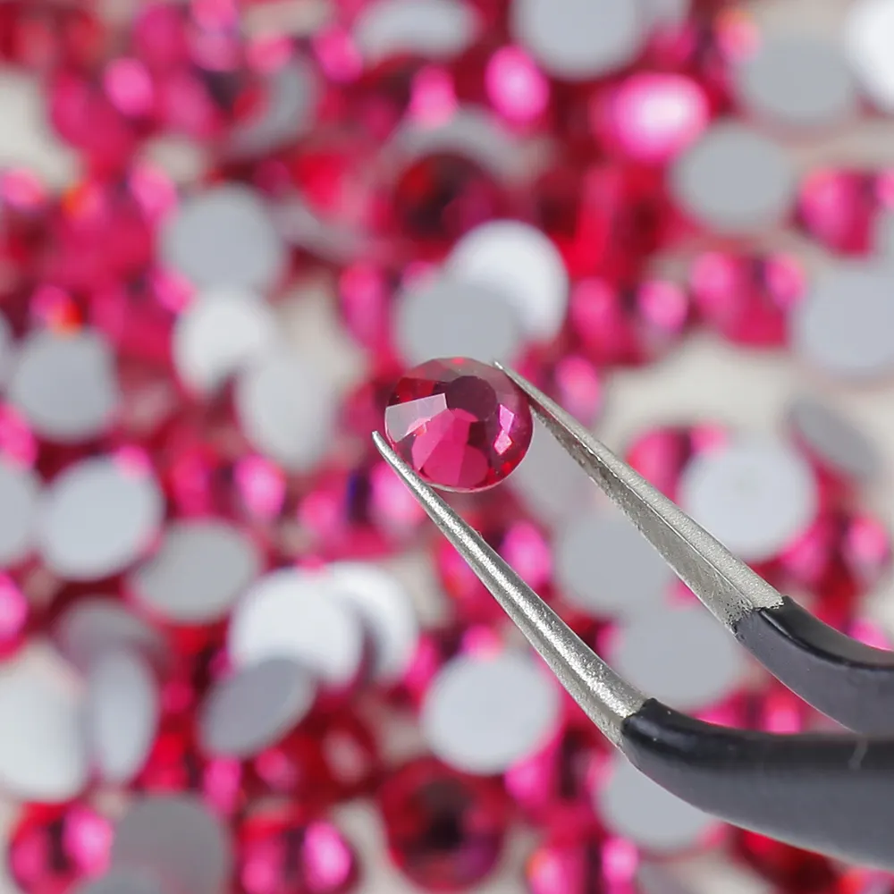 Diskon besar berlian imitasi kaca memperbaiki panas kristal Pink mawar Strass pipih banyak warna untuk hadiah Tumbler