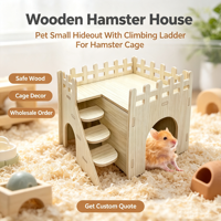 Maisonnette en bois écologique de luxe pour hamsters, avec échelle et plateforme, accessoires de cage pour hamsters syriens