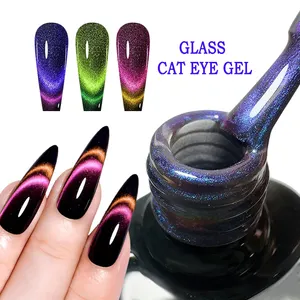 Hot Selling 3 Colors Glitter Laser New Design Nail Polish Glass Cat Magnetic Gel Polish
