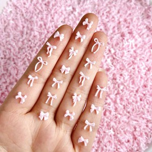 100 pièces <span class=keywords><strong>Macaron</strong></span> bleu ciel nœuds papillon cravates Nail Art décorations 3D nouveau ruban vague arcs résine ongles breloques pour bricolage ongles décorations - Product Image 5