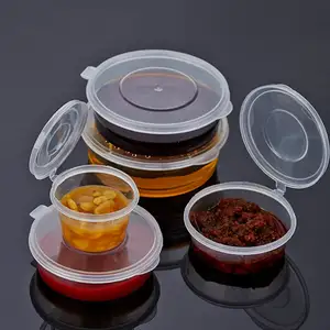 Çin fabrika tek kullanımlık PP plastik temizle küçük çeşni sos kabı Mini Take Away sos ambalaj kapaklı konteyner