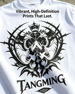 T-Shirt da Uomo Premium con Grafica Personalizzata, <span class=keywords><strong>Stampa</strong></span> Gotica Teschio e Spine, Streetwear in Cotone Oversize, Etichetta Privata OEM ODM Logo Personalizzato - Product Image 2
