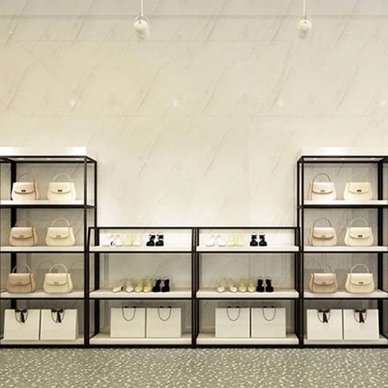 Apache Metal Floor Panel Display Rack Supermarket Shelves for Clothing Shoes Bags for Stores and Retail Spaces — view 6