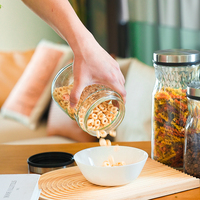 Ensemble de bocaux de conservation en verre avec couvercle en acier inoxydable, hermétiques et à large ouverture, pour le rangement de farine, riz, noix, céréales et pâtes dans la cuisine et le garde-manger